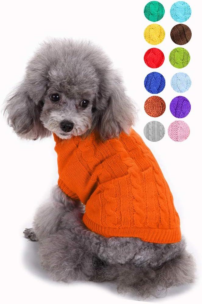 Dog Sweater, Warm & Soft Acrylic Blend, Orange, Large, Turtleneck, Solid, Casual, Adult, Machine Washable, Stretchable, Winter, Pet Apparel, Sweater, Dog, Cat Large