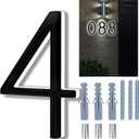 Backlit LED Home Address Numbers, 8 Inch House Numbers, Stainless Steel Hand-Polished Waterproof for House Address Signs, Lighted House Numbers for Outside Modern, Low-Voltage, Yard, Shop (4, Black)