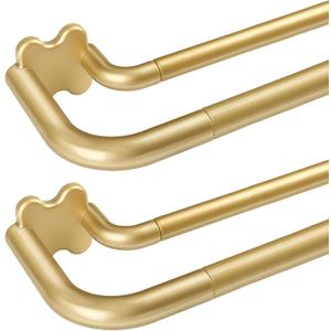 2 Pack Gold Wrap Around Double Curtain Rods Set, USFOOK Blackout Curtain Rods for Windows 48 to 84 Inch, 6/8 Inch Room Darkening Curtain Rod 32 to 86 Inch, Decorative Drapery Rods for Home
