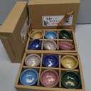 Foraineam 12 Pieces Ceramic Sake Tea Cups, Korean Soju Shot Glasses Sets, 1 oz / 30ml Tiny Sake Cup, Chinese Kungfu Style Teacups Drinkware Handcrafted Tea Accessories with Gift Box Packaging