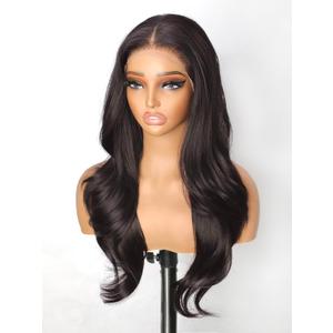 Cuiud Chocolate Brown Lace Front Wig 13x4 HD Glueless Brown Wigs Pre Plucked for Beginners Synthetic Lace Front Wig for Women Long Layered Wave Wig 26inch