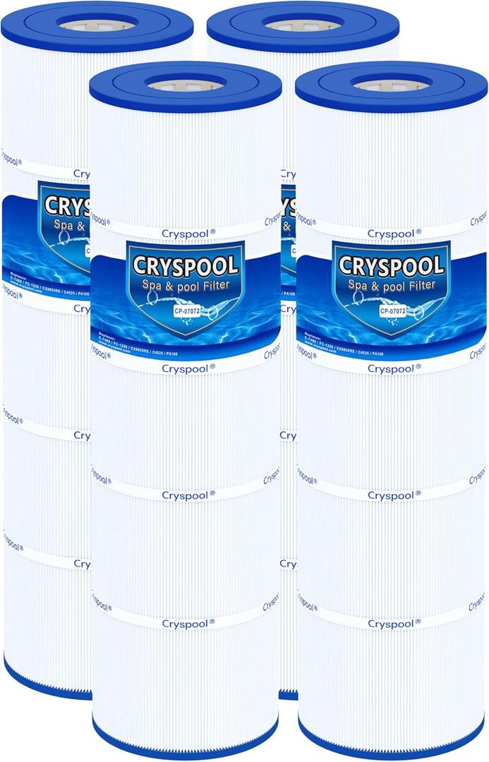 Cryspool 07072 Filter Compatible with CX880XRE, SwimClear C4030, C4025, C4020, PA106-PAK4, C-7488, FC-1226, 4106 Sq. Ft Pool Filter Cartridge, 4 Pack