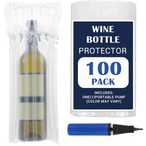 100 Packs Wine Bottle Travel Protector Bags with Air Pump, Inflatable Air Column Cushion Wrap for Wine Travel Bags for Wines Bottles Airplane, Safe Shipping & Luggage Packaging Sleeve