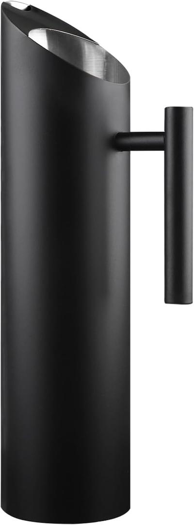 Stainless Steel Water Pitcher Black Metal Pitcher with Ice Guard Cold Drinking Carafe Jug for Juice, Beer, Milk, Ice Tea or Other Beverage by MUGLIO (70oz)