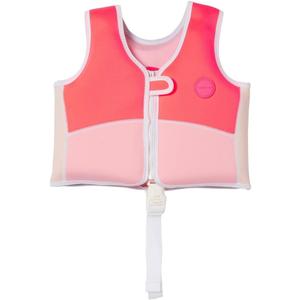 SUNNYLiFE Swim Vest - Constructed with Neoprene Plus a Secure Front Zip and Develop Water Confidence. | Toddler Swim Vest (2-3 yrs, Melody The Mermaid | Neon Strawberry)