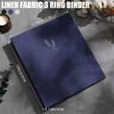 Ctosree 3 Pcs Aesthetic 3 Ring A4 Binder Linen Photocard Binder End of The Year Student Gifts Large Sturdy Hardcover 2 Large Linen Pockets Office and School(Blue, Black, Gray,8.5 x 11, 1",Cute)