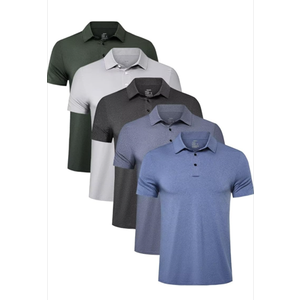 TELALEO 5 Pack Mens Polo Shirts Quick Dry Short Sleeve Golf T Shirt Performance Moisture Wicking Casual Workout XL