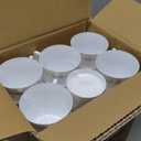 48 Pack Disposable Coffee Mugs with Handle, 8 OZ Heavyweight Gold Rimmed Tea Cups, Plastic Hot Cold Beverage Drinkware for Weddings Cafe Bridal Shower, Engagement Party, Camping, Travel, White