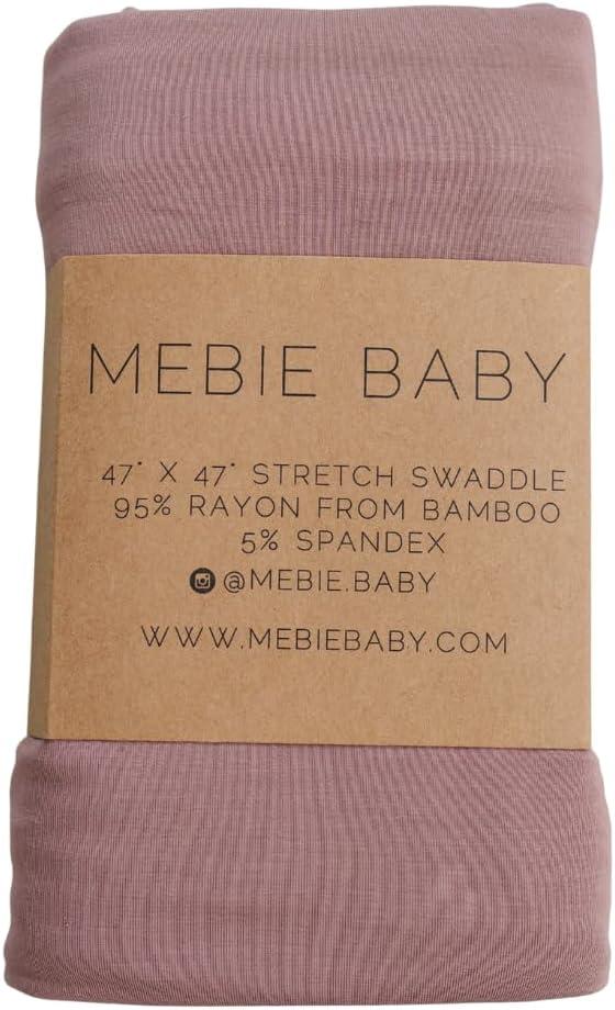 Mebie Baby Dusty Rose Stretch Swaddle, Modern and Neutral Swaddle Blanket for Baby Girl, Soft Baby Blankets, Newborn Swaddle Blanket, 0-3 Month, Comfy Wrap, Baby Essentials & Gifts (47" x 47")