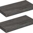 HOOBRO Floating Shelves for Wall, Wall Mounted Shelf Set of 2, 15.7" Hanging Shelf with Invisible Brackets, for Wall Decor Storage in Bathroom Bedroom Kitchen Livingroom Office, Charcoal Gray BC40BJ01
