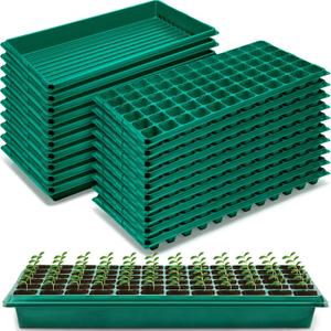 20 Pcs Seed Starter Kit 72 Cell Seedling Starting Trays and 1020 Trays No Holes Plant Growing Nursery Pots for Gardening Germination Propagation (Green)