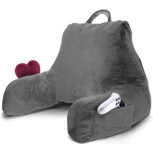 Nestl Reading Pillow for Kids & Teens with Shredded Memory Foam, Backrest Pillows for Reading, Watching, and Gaming, Use on the Couch, Bed, or Floor, Adjustable Support with Washable Cover Dark Grey
