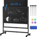 Mobile Chalkboard Height Adjustable - 60x72 inches, Large Rolling Blackboard Double-Sided, Magnetic Black Board on Wheels for School Home Office