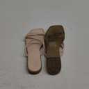 LACUONE Strappy Flat Sandals For Women Slip On Square Open Toe Slides Sandals (6, Light Nude)