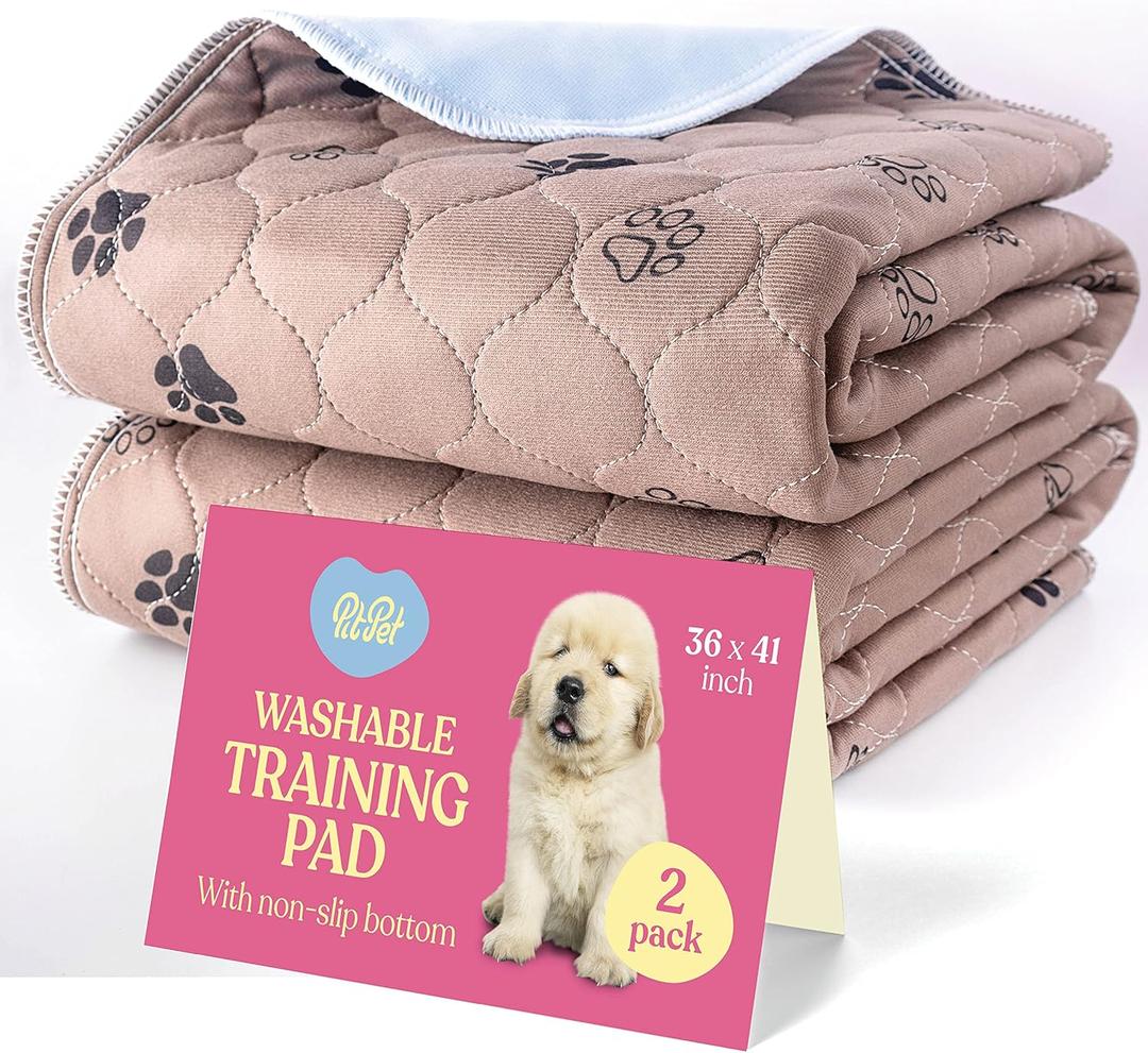 Super Absorbent Washable Pee Pads for Dogs - 2-Pack Superior Reusable Puppy Pads Pet Training Pads 100% Waterproof Dog Pee Pad Protects Against Urine Leakage Non-Slip Grip Prevents Slipping& Bunching