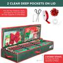 HOLDN STORAGE Premium Wrapping Paper Storage Container - Durable 600D Tear-Proof, Fits 27 Rolls Gift Wrap, Extra Pockets for Ribbons & Bows, Underbed Storage - Ideal for Holiday Christmas, Green