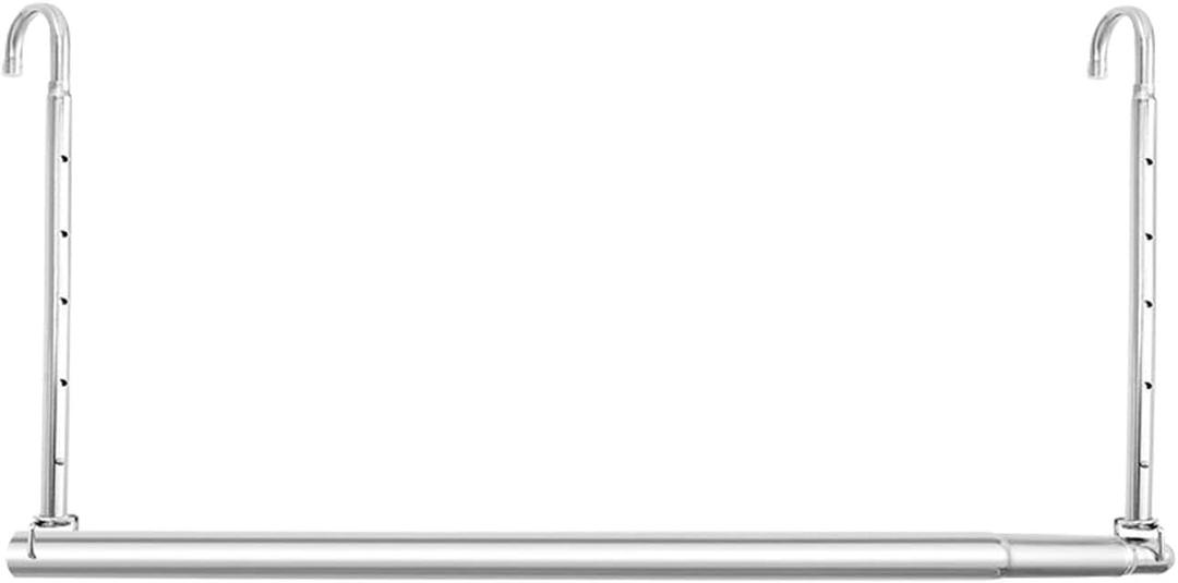 Closet Hanging Rod, Adjustable Width and Height Space-Saving Clothes Hanging Bar, 1 Pack Chrome (16.5-27.2 inch)