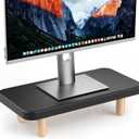 Single Monitor Stand Riser, 16Inch Wood Desk Organizer with Monitor Stand & Storage Computer Monitor and Laptop Riser Multifunctional Laptop Stand Desk Organizer for Office Home Screen/Laptop/PC Black