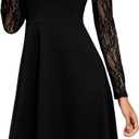 SweatyRocks Women's Lace Long Sleeve Dress A Line Knee Length Elegant Flared Dresses