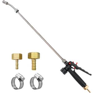 Pump Sprayer Wand,Adjustable Universal Sprayer Wand with 3/8" Brass Barb, Stainless Steel Replacement Sprayer Wand with Shut off Valve (1/4" & 3/8" Barbs Sprayer Wand)