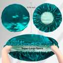 2 x Double Layer Silk Bonnet for Sleeping for Women and Men Large Satin Hair Cap for Curly and Natural Hair Blue Zircon + Black