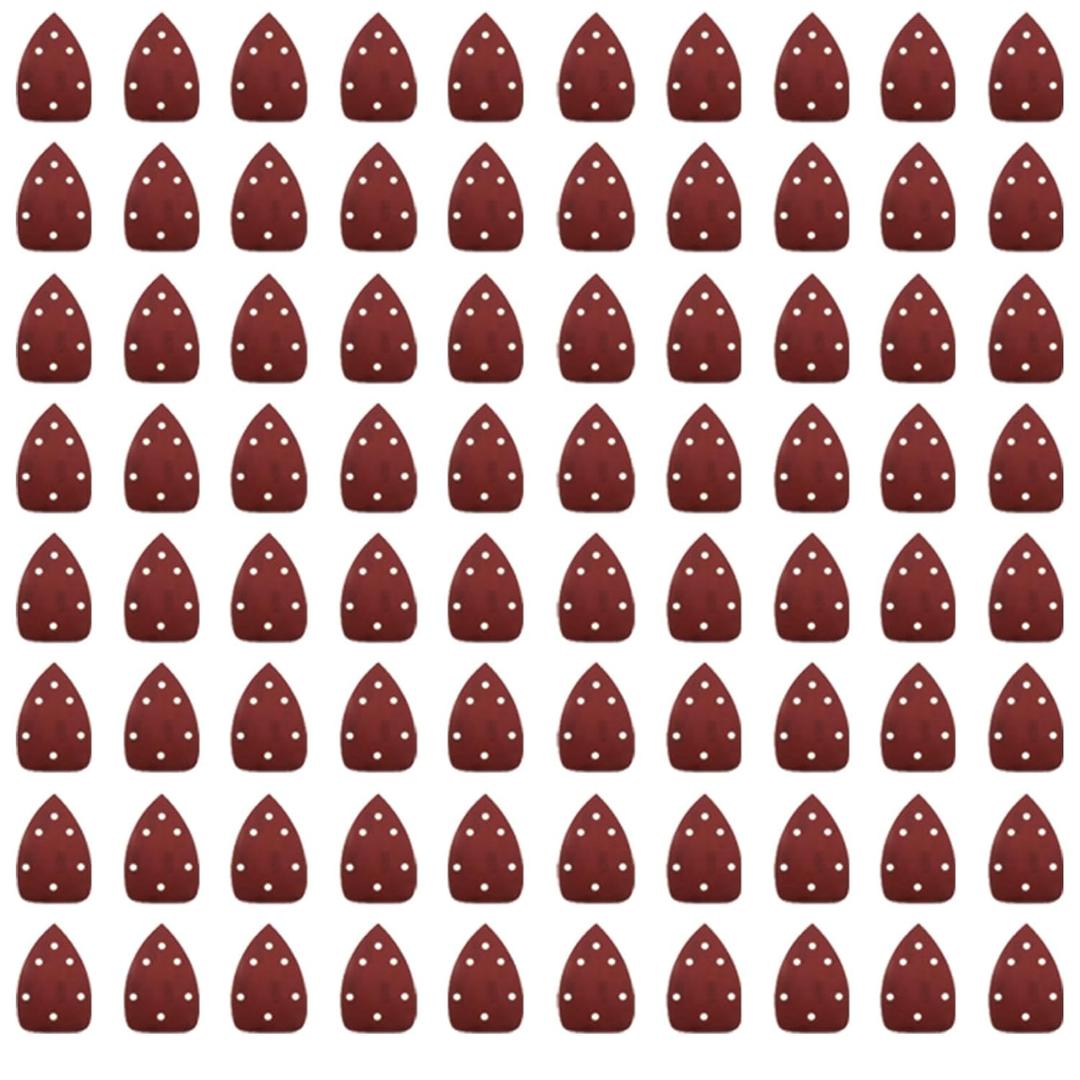 80pcs Mouse Sander Sandpaper Assortment 6 Holes, Mouse Sanding Pads, 40 60 80 100 120 150 220 320 Grit Detail Sand Paper Mouse Sand Paper Sander Sanding Disc Mouse Sander Pads