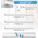 White Shower Curtain Rod 34-66 Inches(2.8-5.5ft) Adjustable Shower Rod No Drilling Non-slip Never Rust Shower Tension Rod for Bathroom Bedroom Windows Outdoor Garden
