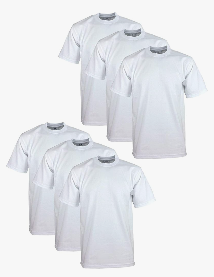 Pro Club Men's 6-Pack Heavyweight Cotton Short Sleeve Crew Neck T-Shirt L