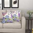 Spring Summer Floral Pillow Covers 18X18 Inch Purple Blue Flowers Bloom Butterfly Decorative Pillow Cases Colorful Throw Pillows Set of 2 Seasonal Farmhouse Home Decor for Sofa Couch Outdoor