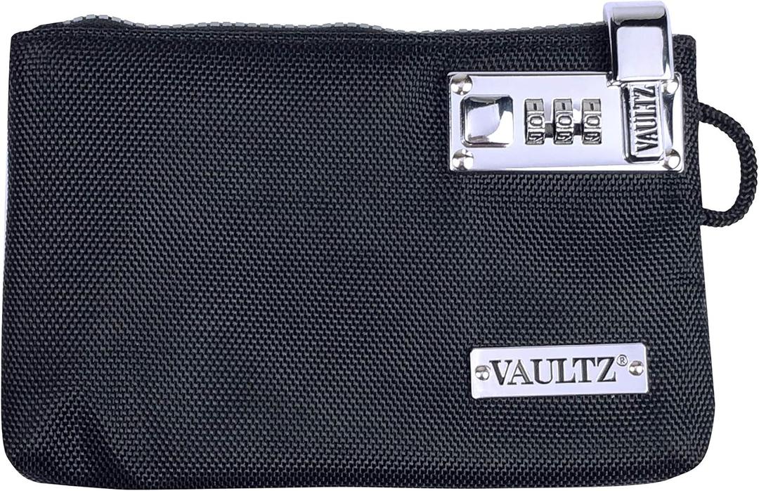 Vaultz Money Bag with Lock - 7 x 5 x 0.5 Inch Locking Pouch w/Zipper for Medicine, Jewelry, Supplies and Cash - Black