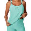 Summer Mae Women's Tankini Swimsuits 2 Piece Tummy Control Bathing Suit with Pocket Shorts Ring Linked 2025 Swimwear Lagoon Size 12