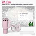 40oz Flip Straw Lid Replacement for Stanley Quencher H2.0 Tumbler, 2 Lilac Leak Proof Flip Lid & 4 Tritan Straws & 2 Straw Brush