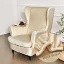 Highdi Wingback Chair Covers Stretch Wing Chair Slipcover, Fashion Solid color Velvet Strandmon Sofa Cover Furniture Protector for Armchair Chairs Living Room Bedroom Hotel (Beige)