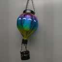 COLLECTIONS Hot Air Balloon Solar Lantern for Garden Decor, Flickering Flame Hanging Solar Light for Outdoor Decorations, Blue & Purple Plastic Lamp for Yard Tree Porch Party, Gift for Mom