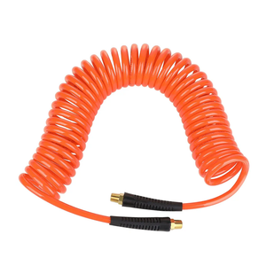Yereen 1/4 Inch x 25 Ft PU Air Hose Polyurethane Recoil Air Hose, 1/4¡± MNPT Swivel Brass With Bend Restrictors, 120 PSI Flexible PU Air Compressor Hose Reinforced and Kink Resistant