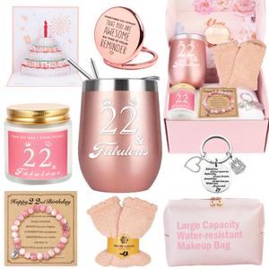 22nd Birthday Gifts For Girls, 22 Year Old Girl Birthday Gifts, Happy 22nd Birthday Basket Gifts Box for Best Friends Female Daughter Sister Her Girlfriend Coworker Bestie Women Birthday Unique