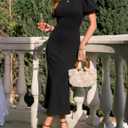 ZESICA Women's Summer Short Sleeve Bodycon Midi Dress 2026 Spring Elegant Formal Wedding Guest Cocktail Party Dresses (Black, M)