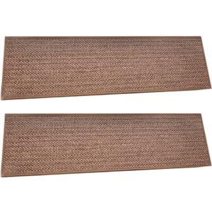 2 Pieces Stair Treads for Wood Stairs Protection Cover 21.65x7.87inch Reusable Runners Non Skid for Kids Dogs Children Elders, brown