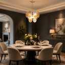 6-Light Gold Chandelier,Farmhouse Chandeliers for Dining Room Light Fixture, 6-Light D17"