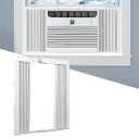Memrita Window AC Side Panel with Frame Set,Air Conditioner Accordion Filler Curtain Replacement for Window AC Units,Fits Most 22,000 BTU Units,White,2 Pack