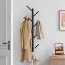 Coat Rack Wall Mount,Bamboo Vertical Hat Rack for Wall,Wall Coat Tree,Coat Hanger,Floating Coat Rack for Hats,Jackets,Bags,Entryway Bedroom (Black)