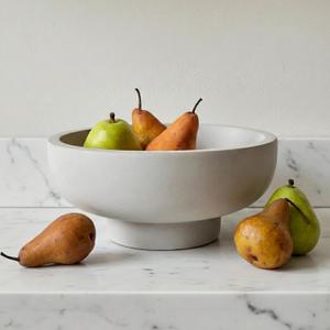 OAKOA Concrete Fruit Bowl for Kitchen Counter - Large Decorative Bowls for Home Decor - Modern Key Bowl for Entryway Table - Pedestal Bowl for Keys (Gray)
