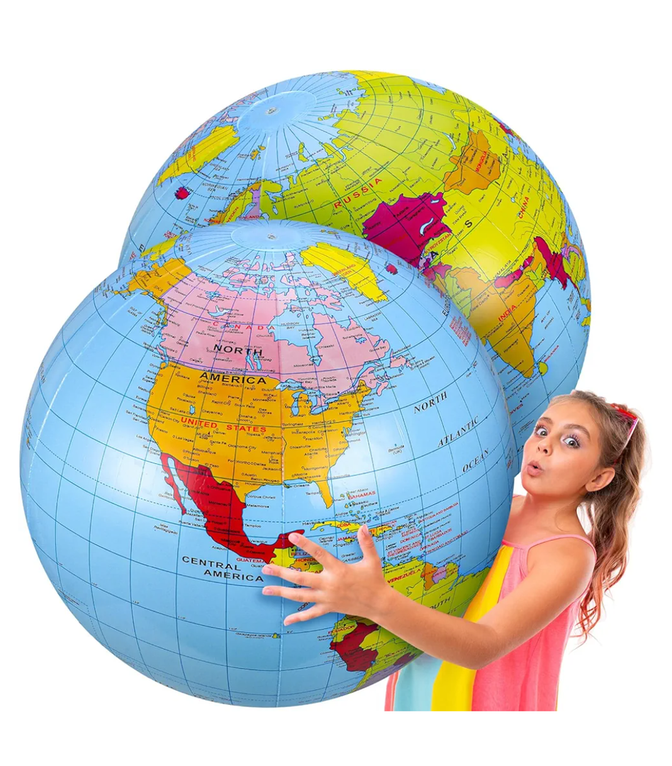2 Pack 40 Inch Inflatable Globe Giant Beach Balls Inflatable Earth Globe Toys for Adults Summer Pool Game Swimming Beach Party Favor for Geographic Spectrum