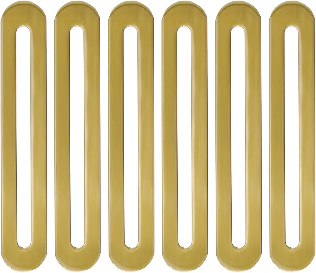 6pcs Gold Straight Flat Brace 4 1/3" x 3/4" Adjustable Shelf Brackets with Single Slot Stainless Steel Repair Fixing Bracket Plates for Furniture Wood Shelf, with Screws