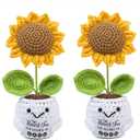 2Pcs Thank You for Helping Me Grow, Handmade Crochet Sunflower for Teacher Appreciation Gifts, Thank You Gifts for Boss Coworker Teacher Women Friend Mom - Bag Includes