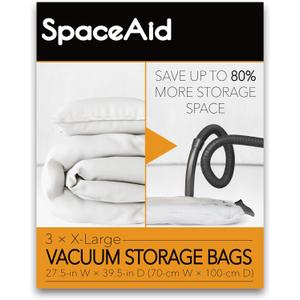 SpaceAid Jumbo Vacuum Storage Bags, Space Saver Sealer Compression Bags for Comforters, Blankets, Pillows, Bedding, Clothes (X-Large 3 Pack)