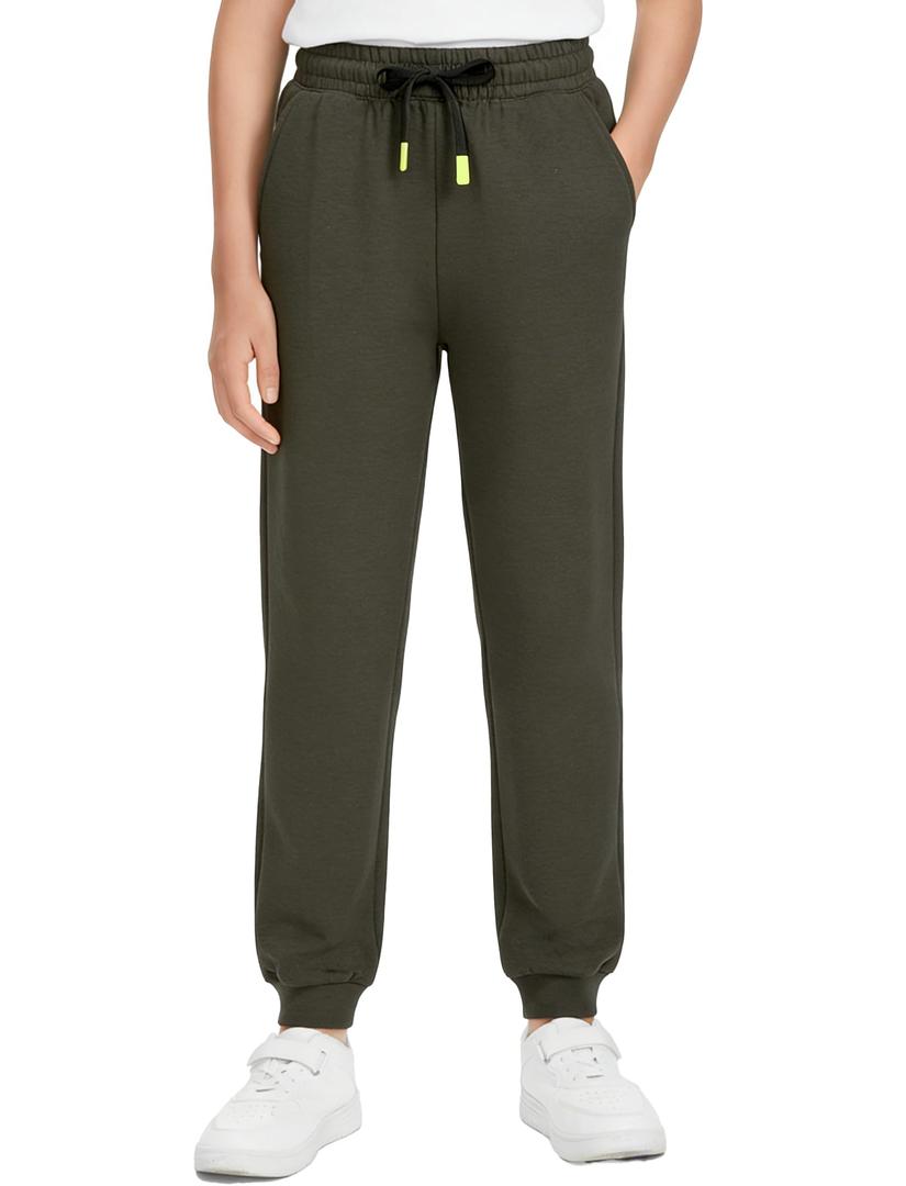 PATPAT Boys Sweatpants Joggers Lightweight Athletic Pants Green 9-10Y (Black)