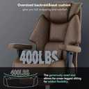 Big and Tall Office Chair with Footrest, PU Leather High Back Executive Office Chair 400lbs, Ergonomic Computer Chairs Lumbar Support for Heavy People (Brown)