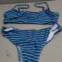 MakeMeChic Women's 2 Piece Bikini Set Striped Spaghetti Strap High Cut Summer Swimsuit size M