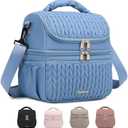 Leadvenst Breastmilk Cooler Bag - Large Capacity 12L & 10-Hour Insulated Bottle Cooler Bag with Detachable Divider for Tall Baby Bottles | Dual Deck Lunch Box for Women | Breast Pump Bags for Work